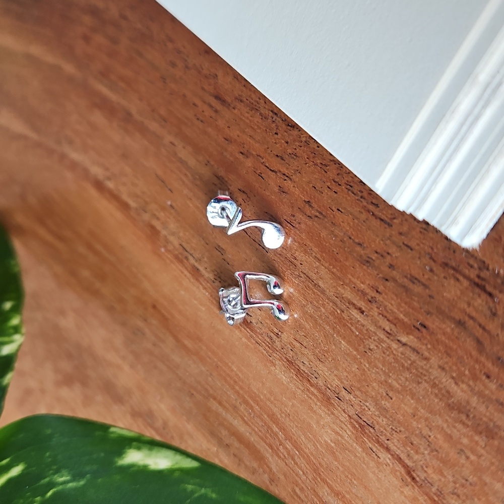 Silver Musical Note Earrings - Picture 3 of 7